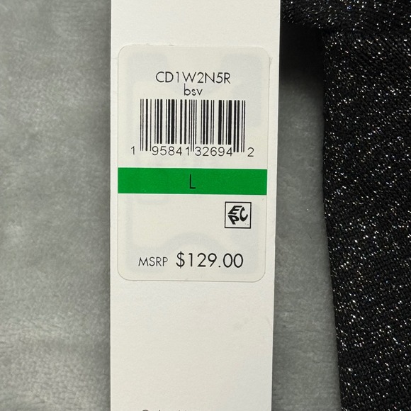 Calvin Klein Dress Womens L Black Metallic Sparkle‎ Long Sleeve Turtleneck - Picture 6 of 7